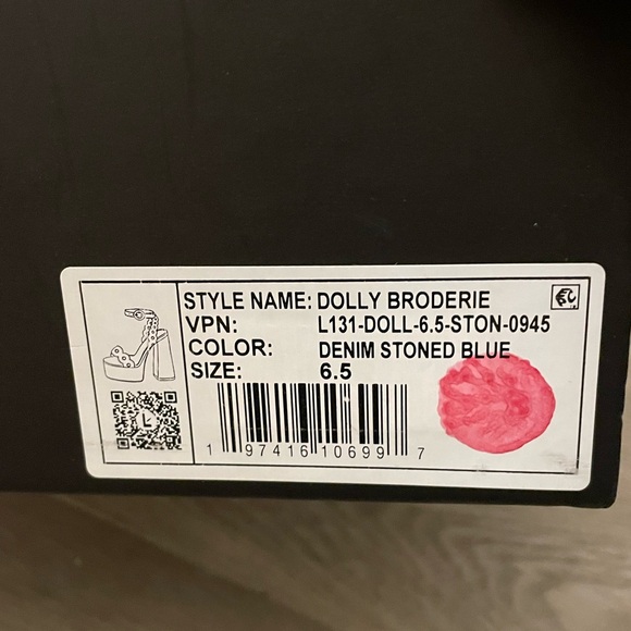 Larroudé Dolly Broderie Sandal In Blue Stoned Denim. - Picture 7 of 7